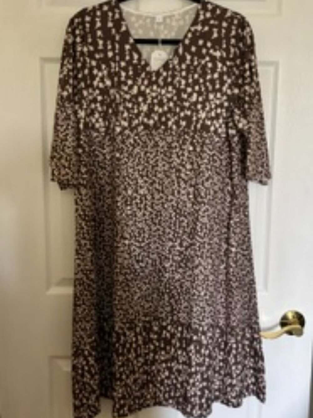 Women brown/beige short-sleeve V-Next dress Sz L
